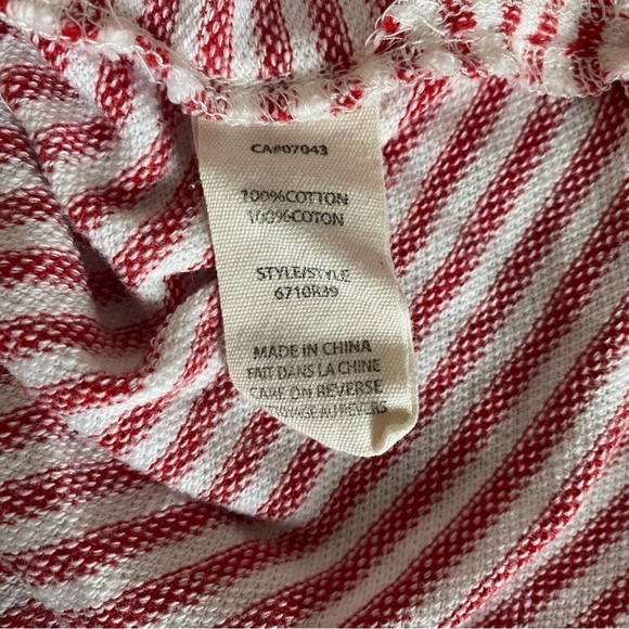Max Studio Weekend Red White Striped Hoodie Sweater Size Medium - Picture 6 of 8